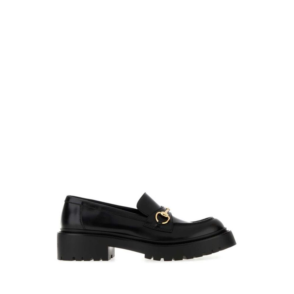Gucci Women Black Leather Loafers